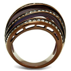 Stylish synthetic crystal coffee ring with elegant wave design and sparkling accents for women