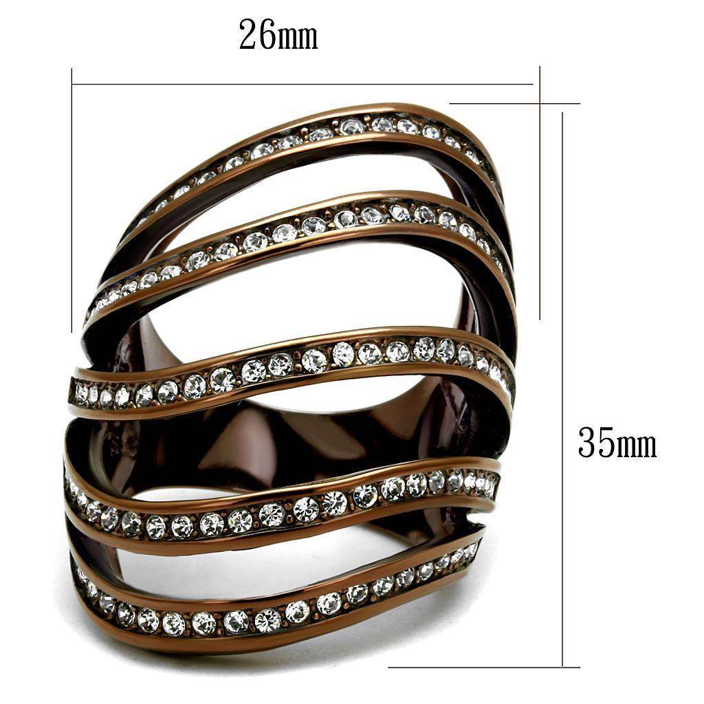 Stylish women's synthetic crystal coffee ring with elegant design and shimmering details