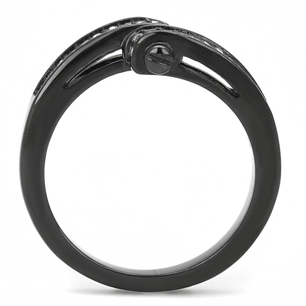 Unique black synthetic crystal fashion jewelry ring with a sleek design for modern women