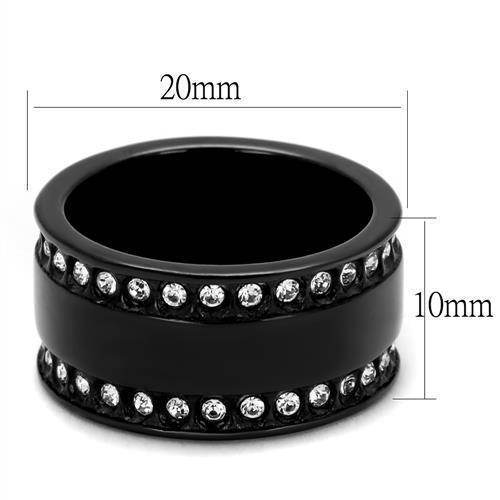 VacationGrabs synthetic crystal fashion ring with a sleek black band and sparkling stone accents
