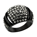 Stylish black synthetic crystal fashion ring with sparkling crystals for a trendy look