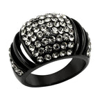 Stylish black synthetic crystal fashion ring with sparkling crystals for a trendy look