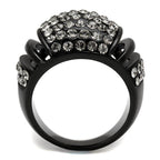 Black synthetic crystal fashion ring adorned with sparkling crystals for a glamorous look
