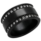 VacationGrabs synthetic crystal fashion ring with a sleek black design and sparkling gem accents