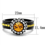 VacationGrabs synthetic crystal fashion rings with a yellow centerpiece and black band, measuring 22mm