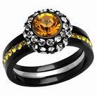 Stunning synthetic crystal fashion rings with a central orange stone and sparkling accents for stylish women
