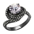 Stylish synthetic crystal fashion rings with a large central stone and shimmering accents on a black band