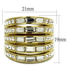 Set of four synthetic crystal fashion rings with gold finish and rectangular designs