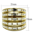 Set of four synthetic crystal fashion rings with gold finish and rectangular designs