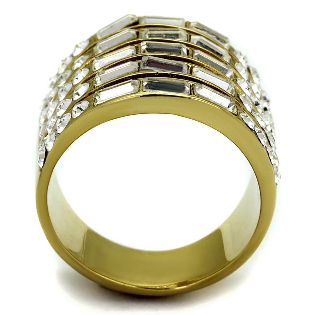 VacationGrabs synthetic crystal fashion rings with a unique layered design and gold finish