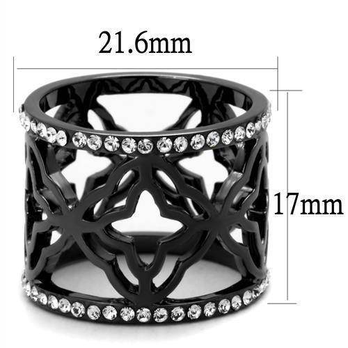 Black Women's Ring with Intricate Design and Synthetic Crystal Jewelry Accents
