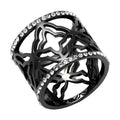 Black Women's Ring with Intricate Design and Sparkling Stones, featuring synthetic crystal jewelry accents