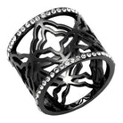 Black Women's Ring with Intricate Design and Sparkling Stones, featuring synthetic crystal jewelry accents