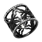 Black Women's Ring with Intricate Design and Sparkling Stones, featuring synthetic crystal jewelry accents