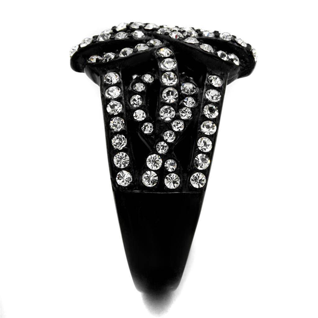 VacationGrabs Black Ring with Sparkling Stones, a stunning synthetic crystal jewelry for women