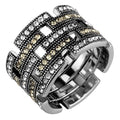 VacationGrabs Women's Ring with Synthetic Crystal Jewelry in Black and Gold for Elegant Style