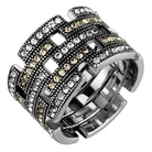 VacationGrabs Women's Ring with Synthetic Crystal Jewelry in Black and Gold for Elegant Style