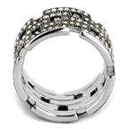 Stylish women's ring featuring synthetic crystal jewelry with intricate design and polished silver finish