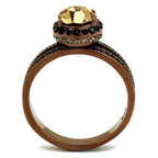 Stunning VacationGrabs Women's Ring featuring synthetic crystal jewelry with a prominent golden stone