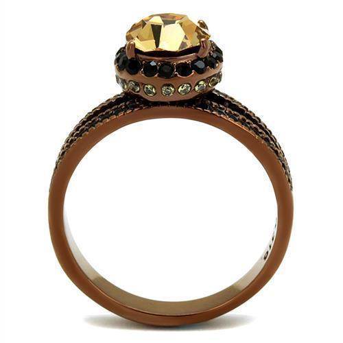 Stunning VacationGrabs Women's Ring featuring synthetic crystal jewelry with a prominent golden stone