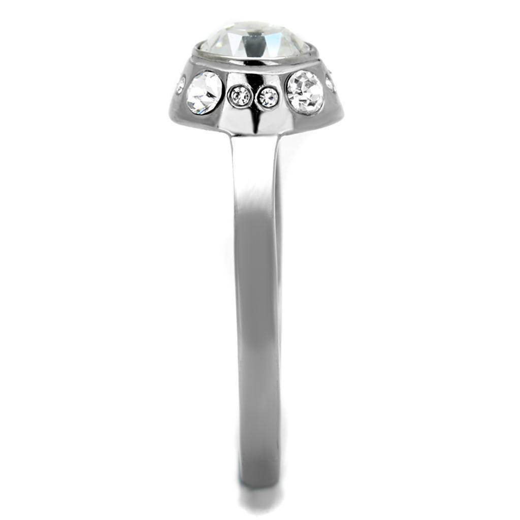 Silver Ring featuring a central synthetic crystal jewelry stone and sparkling accents