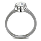 Elegant women's ring featuring a large synthetic crystal jewelry centerpiece and smaller crystals for added sparkle