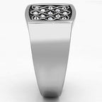 Stylish synthetic crystal men's jewelry ring with an elegant square design and polished finish