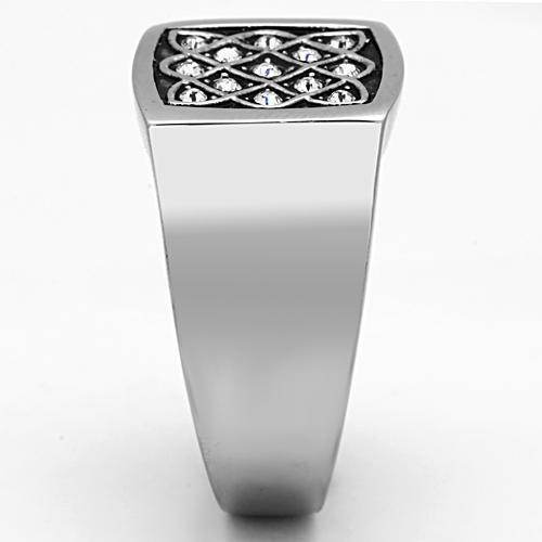 Stylish synthetic crystal men's jewelry ring with an elegant square design and polished finish