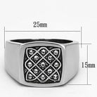 Stylish silver ring featuring synthetic crystal men's jewelry with a unique diamond pattern