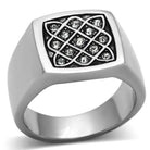 Stylish men's ring featuring synthetic crystal men's jewelry set in a sleek silver design