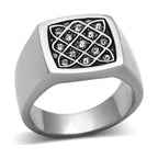 Stylish men's ring featuring synthetic crystal men's jewelry set in a sleek silver design