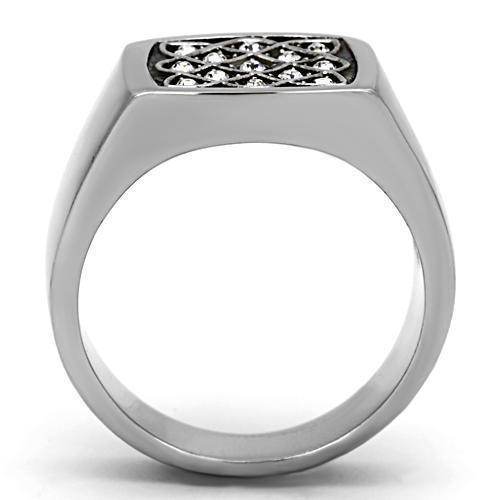 Stylish silver ring featuring synthetic crystal men's jewelry with a modern design