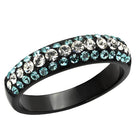 Stylish black ring adorned with synthetic crystal sea ring for a trendy look