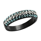 Stylish black ring adorned with synthetic crystal sea ring for a trendy look