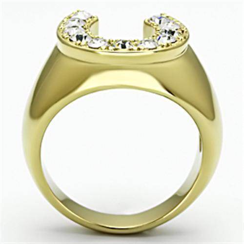 Stylish synthetic gemstone men's ring with a gold band and sparkling stones for a unique look