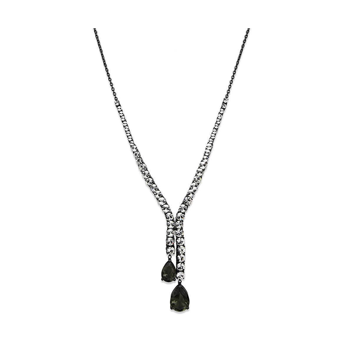 Stunning synthetic gemstone pendant necklace with a unique Y-shaped design and sparkling accents