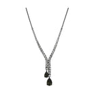 Stunning synthetic gemstone pendant necklace with a unique Y-shaped design and sparkling accents