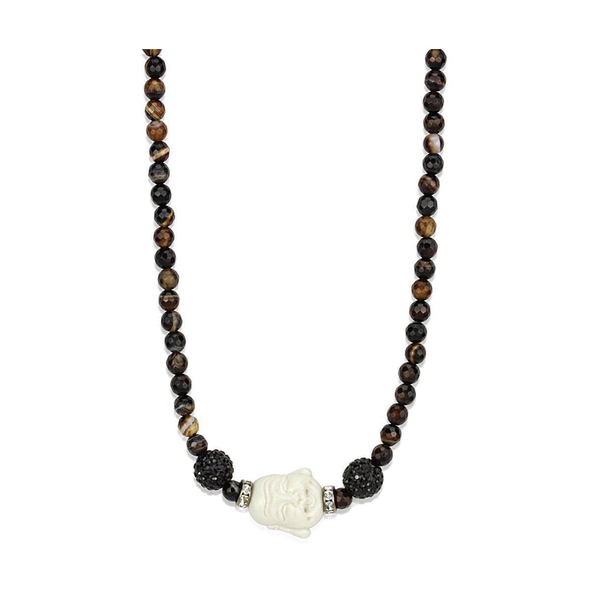 VacationGrabs synthetic glass bead necklace with a Buddha pendant and earthy tones for a unique style