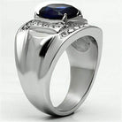 Men's synthetic glass gemstone ring with a sleek silver design and decorative stones