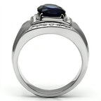 Men's synthetic glass gemstone ring with a sleek design and elegant detailing