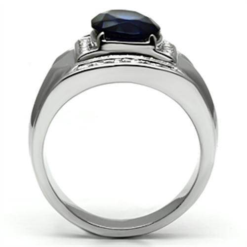Men's synthetic glass gemstone ring with a sleek design and elegant detailing
