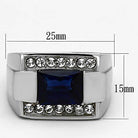 VacationGrabs Men's Silver Ring with a Synthetic Glass Gemstone Ring and sparkling accents