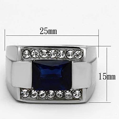 VacationGrabs Men's Silver Ring with a Synthetic Glass Gemstone Ring and sparkling accents
