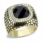 Men's ring featuring a large synthetic glass jewelry for men stone surrounded by sparkling accents