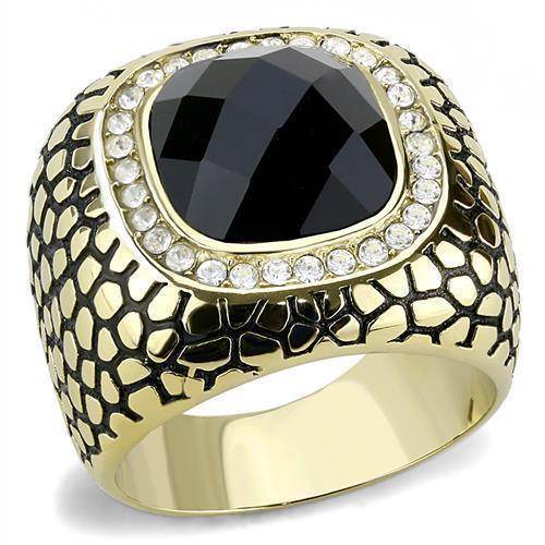 Men's ring featuring a large synthetic glass jewelry for men stone surrounded by sparkling accents