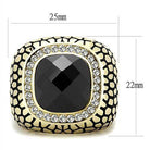 Men's Synthetic Glass Jewelry for Men Ring with Black Center and Clear Stone Accents