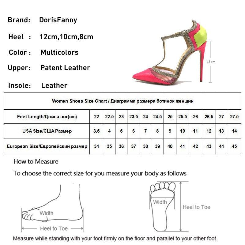 Women's Shoes - Heels T-Strap High Heel Pumps Womens Stiletto Shoes 3 Height Options