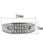 Thick crystal mens ring in silver color with three rows of sparkling crystals for a stylish look