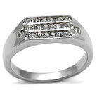 Thick crystal mens ring with a sleek design featuring multiple sparkling crystals