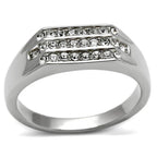 Thick crystal mens ring with a sleek design featuring multiple sparkling crystals